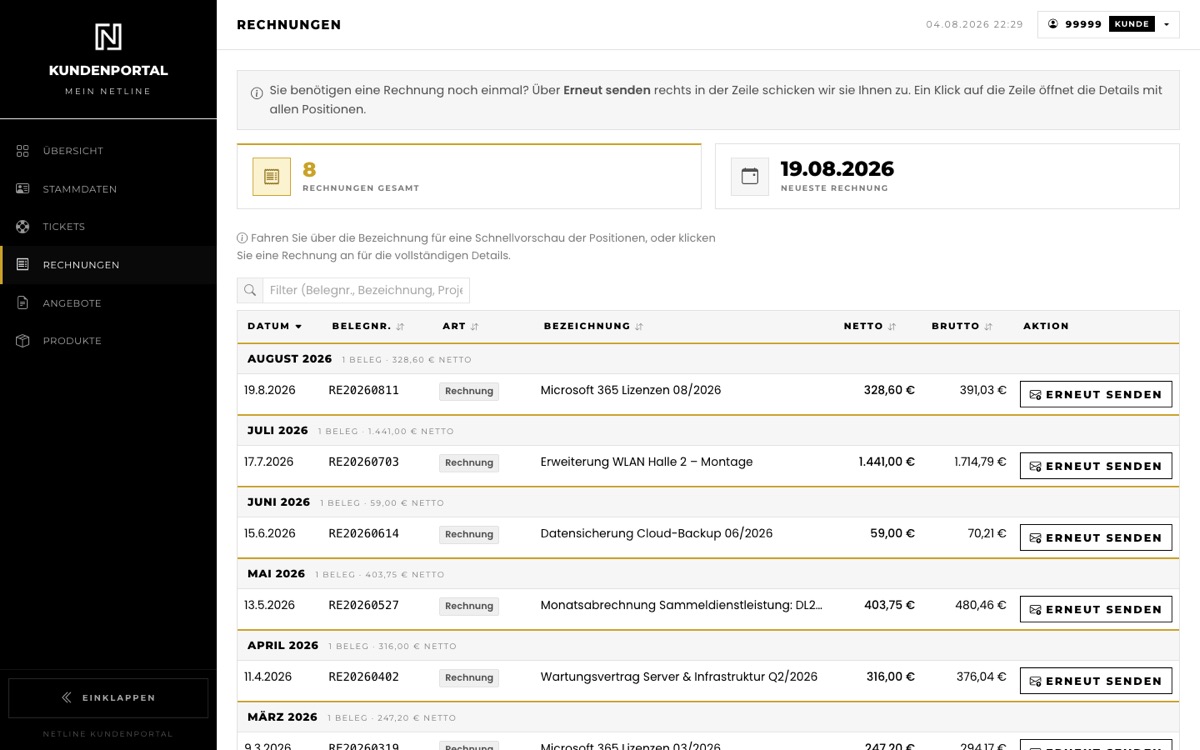 Rechnungen im Überblick